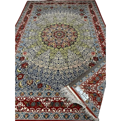Colorful Haghighie rug with a distinctive, eye-catching pattern