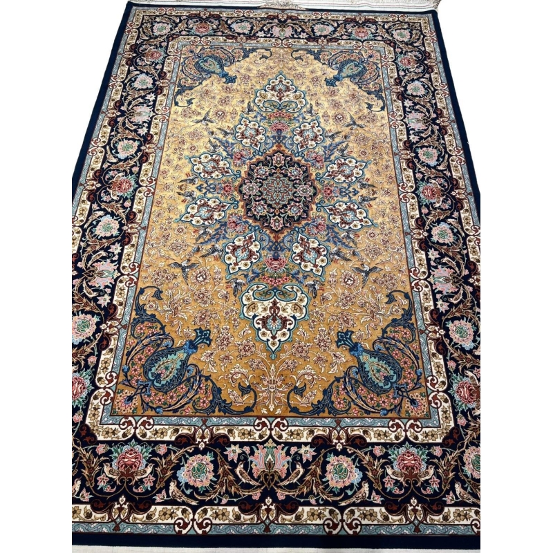 "Luxury Persian rug with silk and wool, created by Akbar Mehdiei"