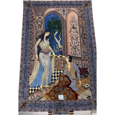 "Antique hand-knotted Persian pictorial rug by Master Akbarof, 166x86 cm"
