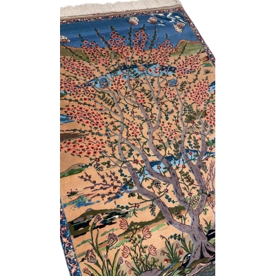 "170x110 cm Persian rug showcasing picturesque nature and fine Persian craftsmanship."
