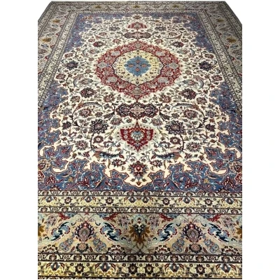 "Semi-antique Persian rug with intricate design from Isfahan."
