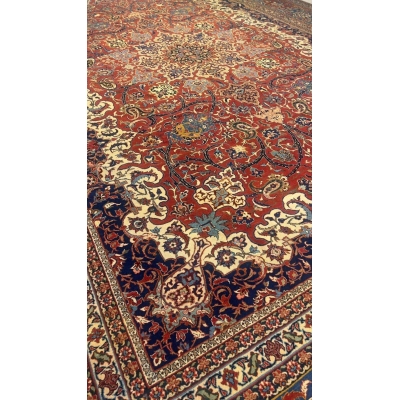 "Mid-century Isfahan rug style by Master Shoreshie, silk and wool pile"