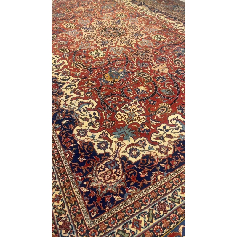 "Mid-century Isfahan rug style by Master Shoreshie, silk and wool pile"