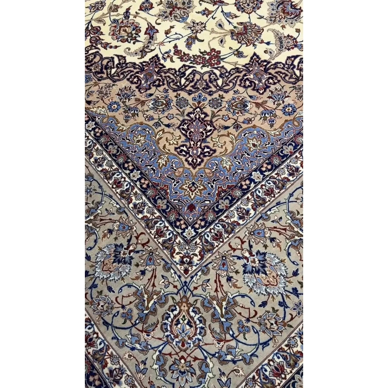 "Elegant Persian Rug by Zolfagharie, Hand-Knotted 60 Years Ago in Isfahan, Iran" – Emphasizing elegance, age, and origin.