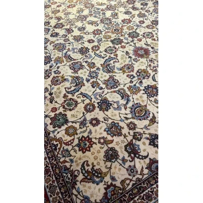 Oriental rug showcasing an elaborate floral pattern throughout its design