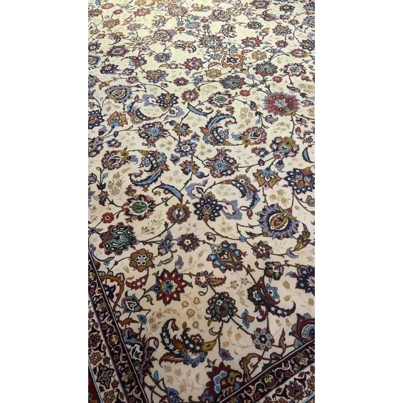 Oriental rug showcasing an elaborate floral pattern throughout its design