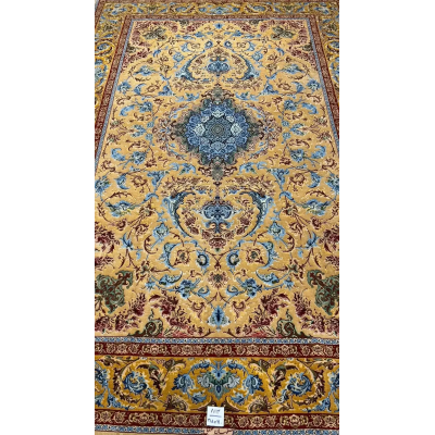 Mohaghegh's high-density silk carpet adorned with elaborate traditional designs