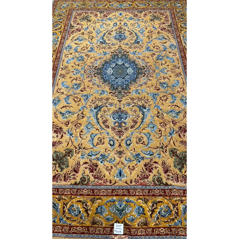 Mohaghegh's high-density silk carpet adorned with elaborate traditional designs