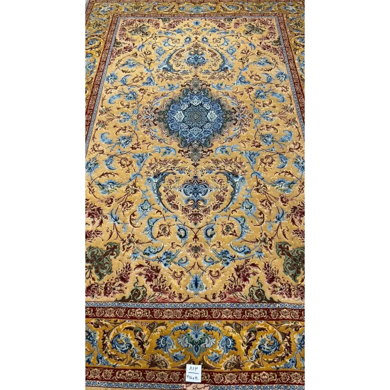 Mohaghegh's high-density silk carpet adorned with elaborate traditional designs
