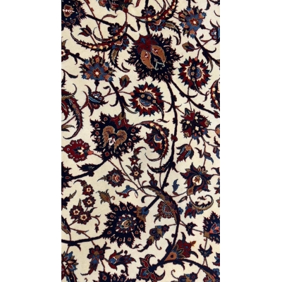 Close-up of intricate details on antique Persian rug from Iran