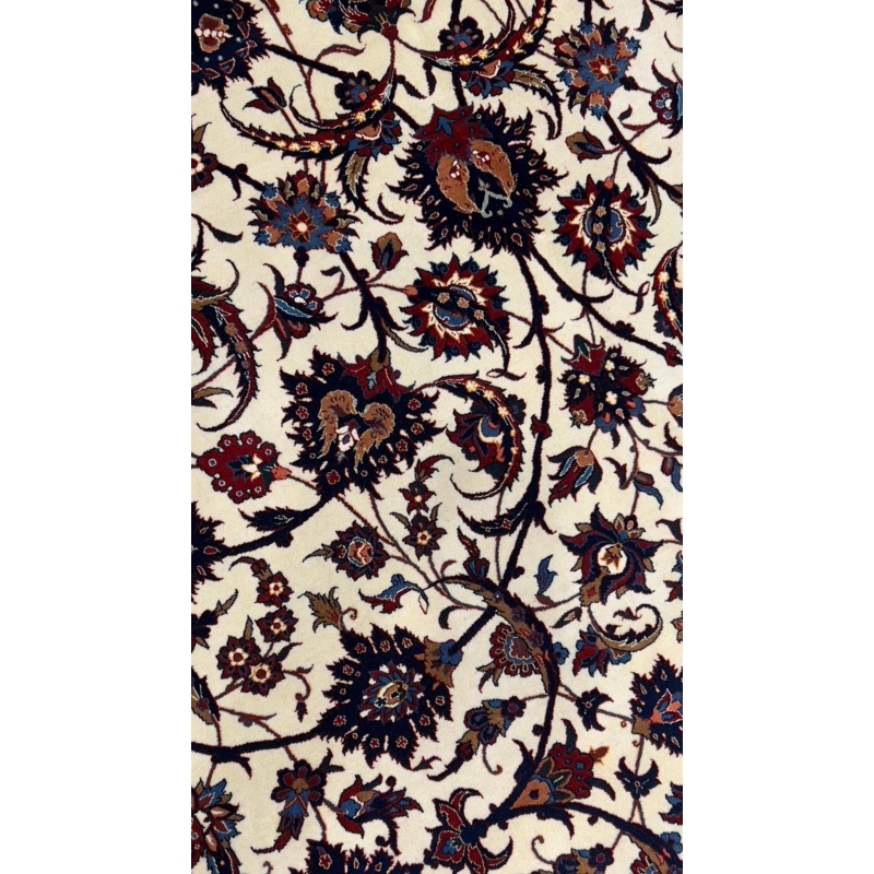 Close-up of intricate details on antique Persian rug from Iran