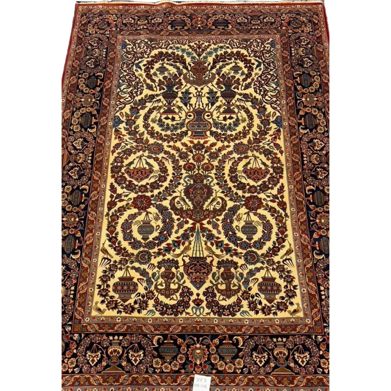 Vintage oriental rug from a 75-year-old collection featuring elaborate floral motifs