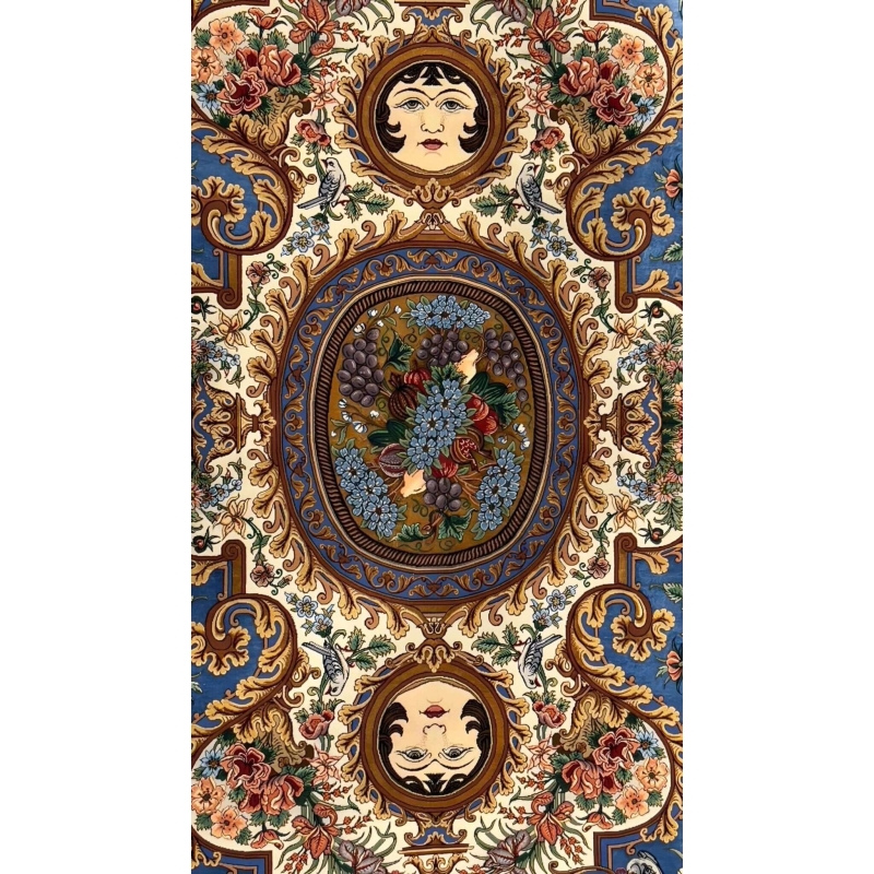 Handcrafted Persian silk runner with intricate patterns by Master Akbar Mehdiee