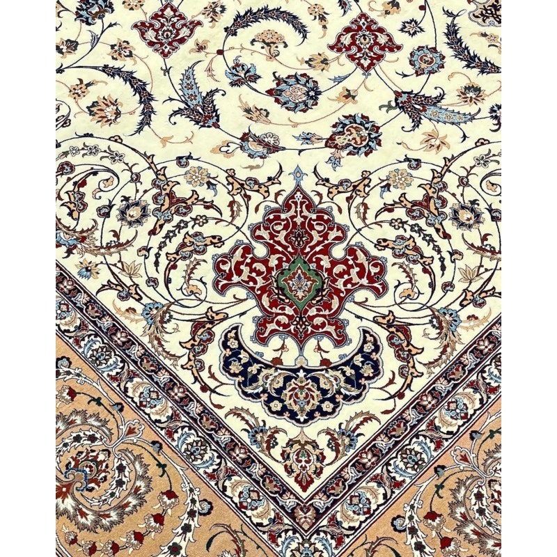 "Large handmade Persian rug measuring 360x260 cm with vibrant natural dye colors."