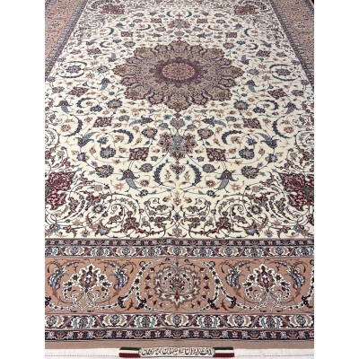 "Luxury rug by Seirafian, featuring a detailed medallion and delicate arabesques."
