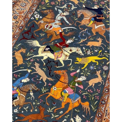 Master Hassan Seirafian rug with silk foundation and a blend of wool and silk.