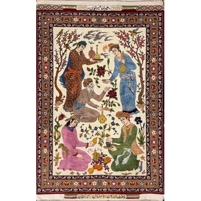 Authentic 2x3 Seirafian pictorial Persian rug by Ali Reza Seirafian