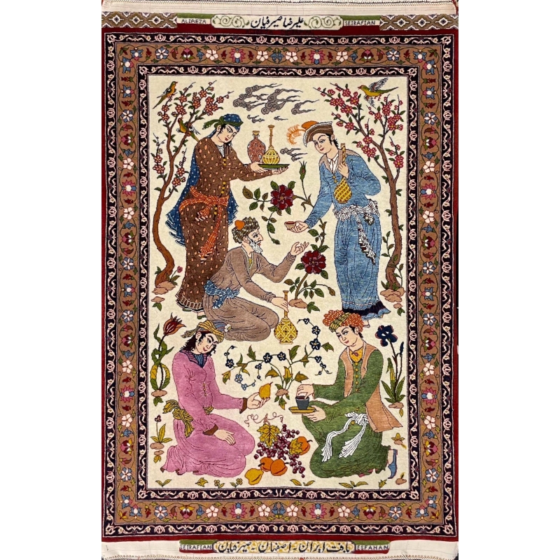 Authentic 2x3 Seirafian pictorial Persian rug by Ali Reza Seirafian