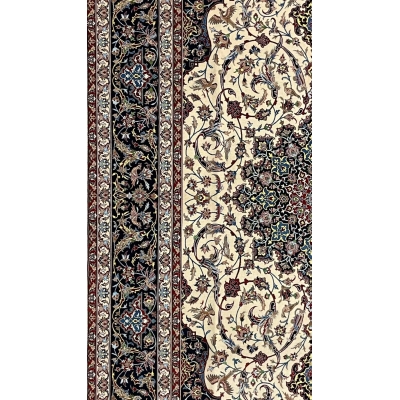 Handcrafted Isfahan carpet with a blend of natural dyes, showcasing timeless Persian artistry.
