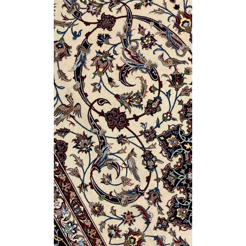 Unique Seirafian rug with floral and bird patterns, ideal for luxury home décor.