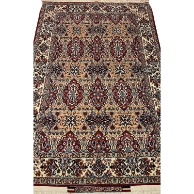 "Vintage Ahmad Seirafian Persian rug hand-knotted with wool and silk, showcasing intricate traditional patterns and natural dyes."

