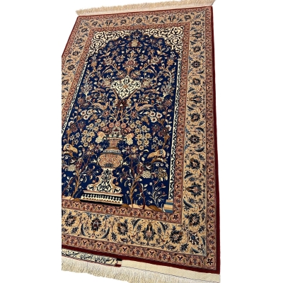 "Luxurious Seirafian Isfahan rug by Master Mohammad Ali, featuring traditional Persian floral motifs in wool and silk."