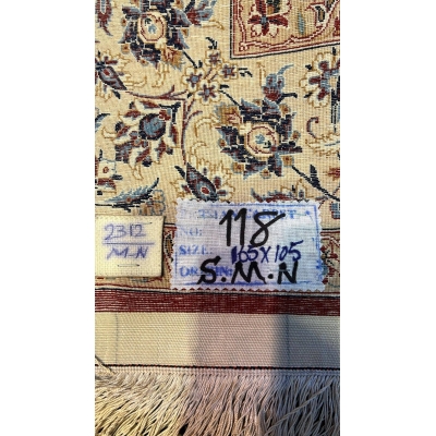 "Backside view of the Seirafian Isfahan rug, highlighting the fine craftsmanship and knot density of 1,210,000 knots per square meter.