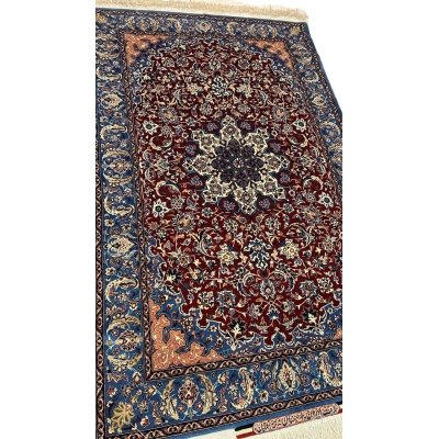 "Exclusive Seirafian Persian masterpiece, handwoven by Master Ahmad Seirafian, featuring intricate floral patterns and luxurious materials."