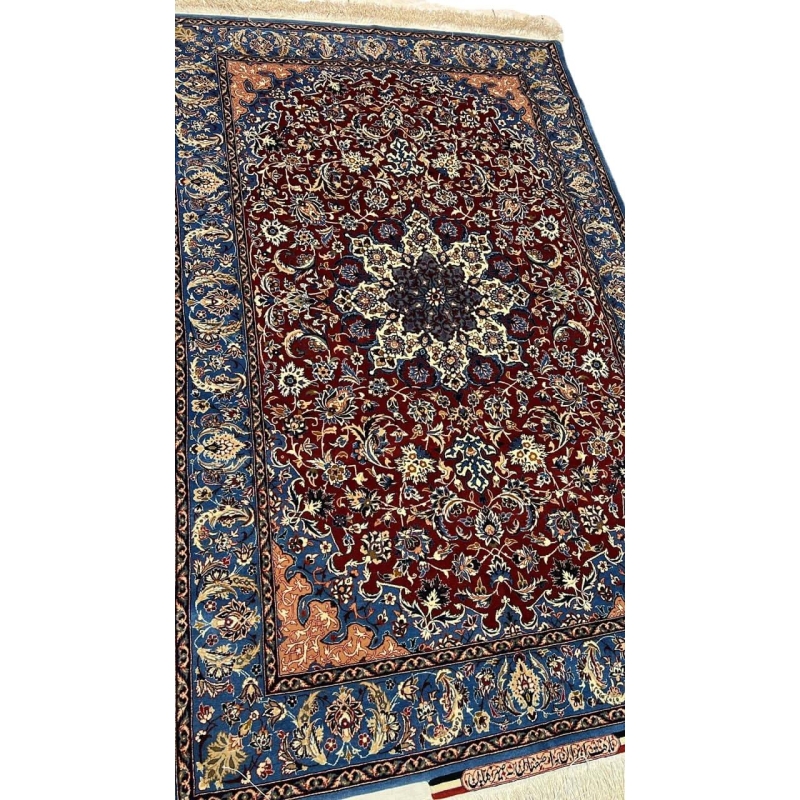 "Exclusive Seirafian Persian masterpiece, handwoven by Master Ahmad Seirafian, featuring intricate floral patterns and luxurious materials."