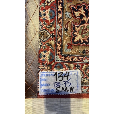 Backside of fine Seirafian Persian rug, showcasing fine hand-knotted craftsmanship.