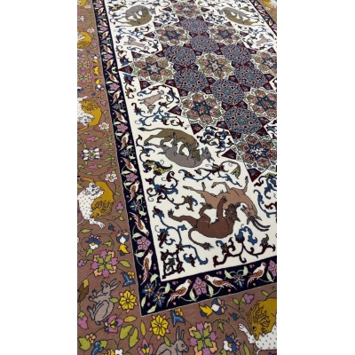 High-knot density Seirafian carpet in warm tones and detailed patterns.