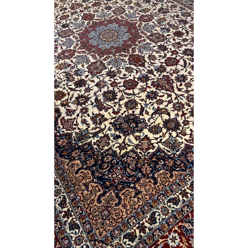 "Master Hamid Seirafian Isfahan rug with a knot density of 1,210,000 knots per square meter."