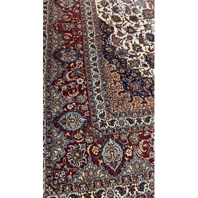 "Traditional Persian Isfahan rug by Hamid Seirafian, ideal for adding elegance to any space."