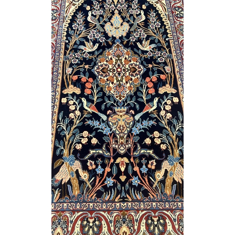 lose-up of the Intricate Knotwork and Floral Design on a Seirafian Rug