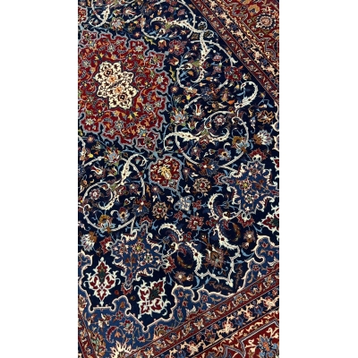 "Master Bagher Seirafian Isfahan rug showcasing exceptional craftsmanship and a rich color palette."