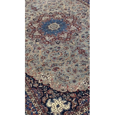 "Hand-knotted islimie design rug with vegetable dyes from Isfahan"