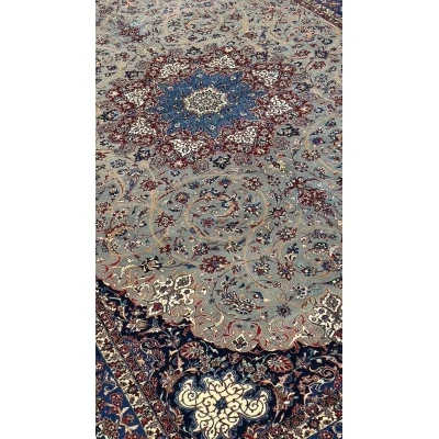 "Hand-knotted islimie design rug with vegetable dyes from Isfahan"