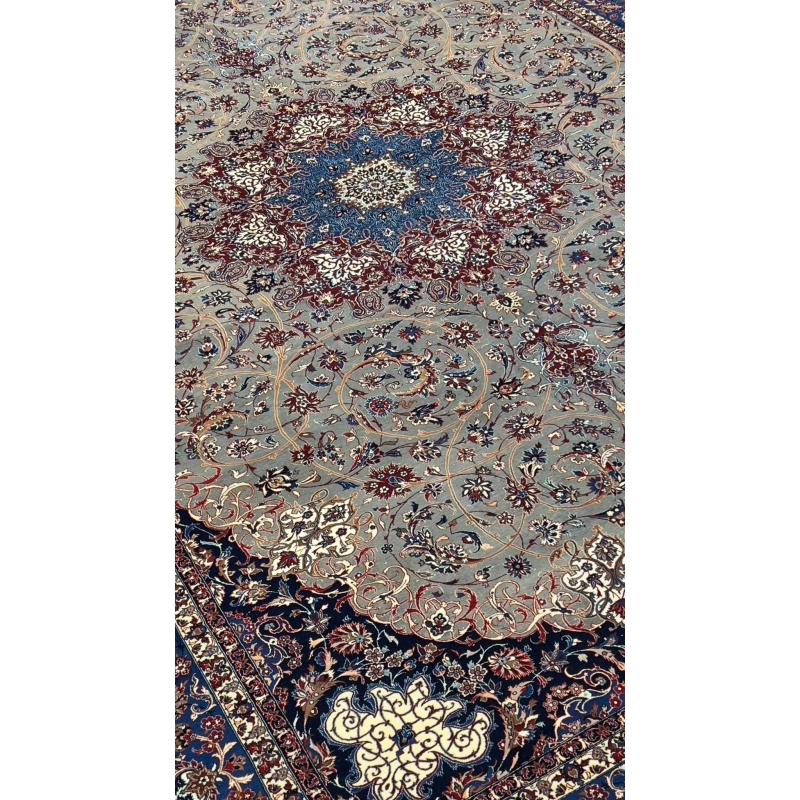 "Hand-knotted islimie design rug with vegetable dyes from Isfahan"