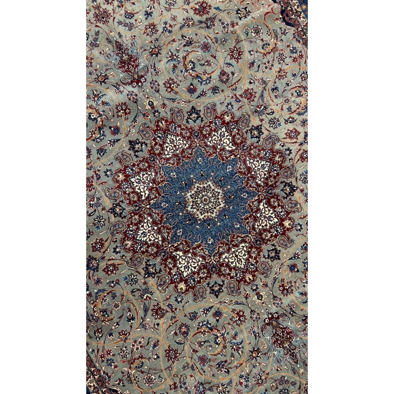 "Close-up of intricate Persian rug weaving by Seirafian masters"