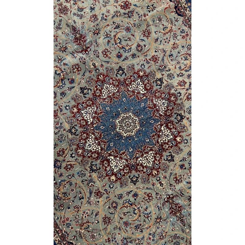 "Close-up of intricate Persian rug weaving by Seirafian masters"