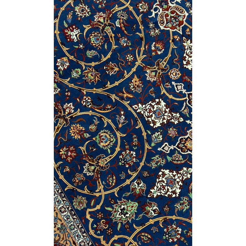 "Large Isfahan rug with traditional Persian design, crafted by Master Hassan Seirafian."