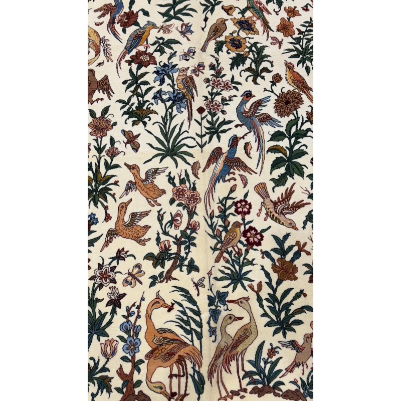 "Hand-knotted Seirafian rug by Master Hassan Seirafian, made with silk warp"
