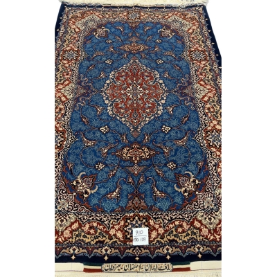 Luxurious Isfahan rug with intricate floral patterns and natural dye.