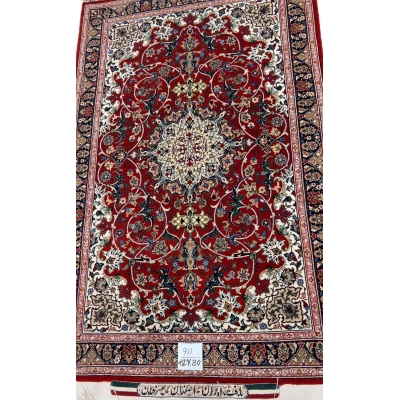 Small decorative Isfahan rug ideal for enhancing living rooms or bedrooms.