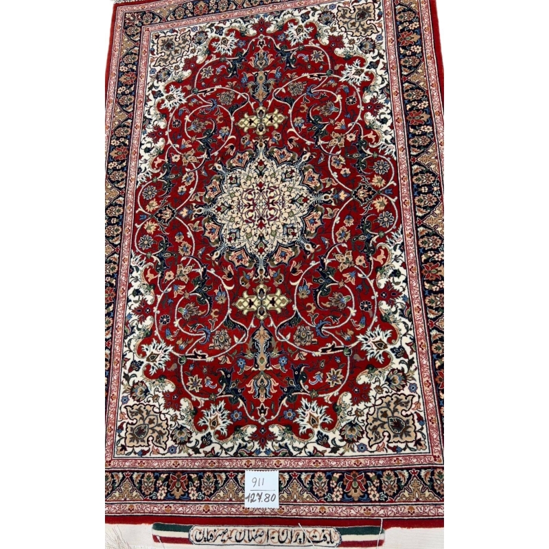 Small decorative Isfahan rug ideal for enhancing living rooms or bedrooms.