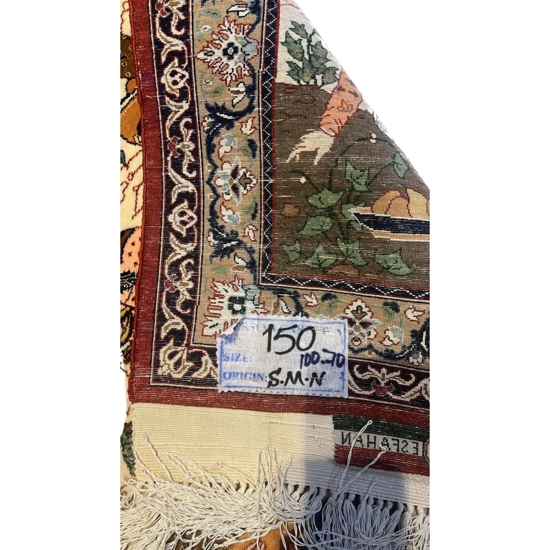 ackside view of the hand-knotted Seirafian Persian rug showcasing knot density.