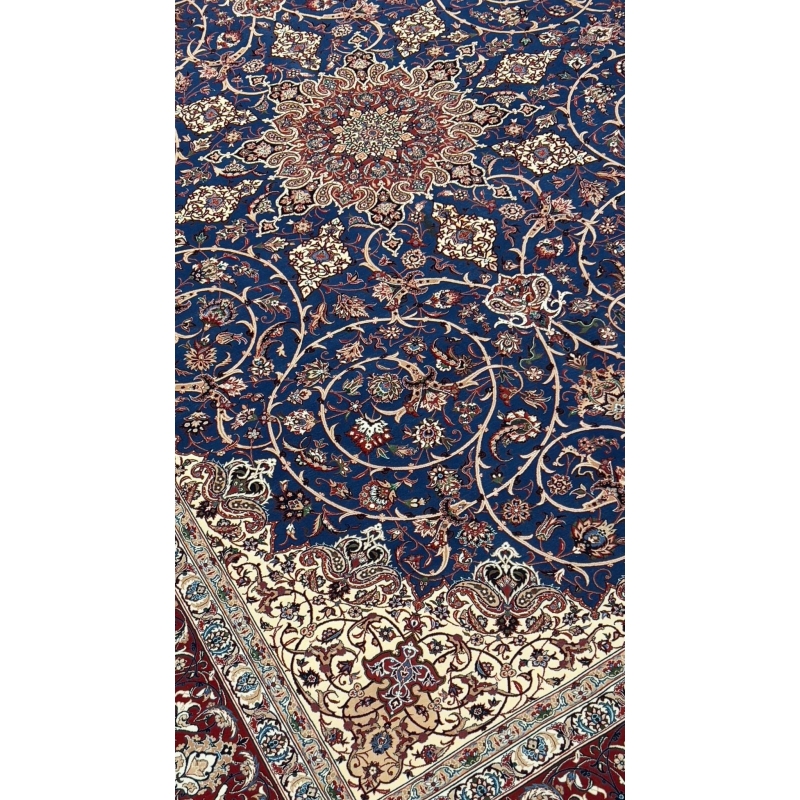 "Large Isfahan rug showcasing a sophisticated combination of traditional Persian patterns and colors."