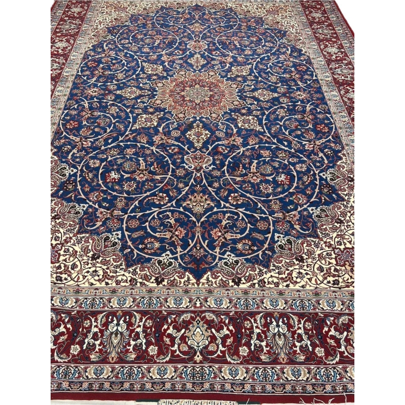 "Large Isfahan rug showcasing a sophisticated combination of traditional Persian patterns and colors."