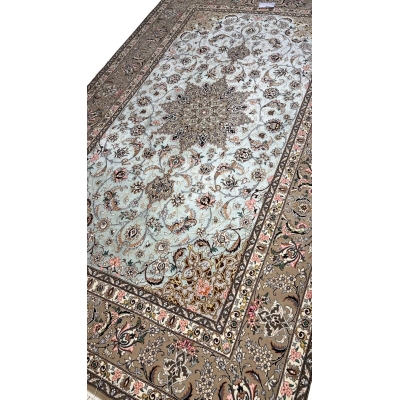 Authentic Isfahan handmade rug crafted with wool and silk.