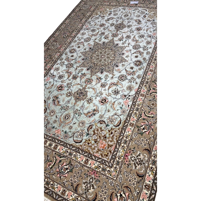 Authentic Isfahan handmade rug crafted with wool and silk.